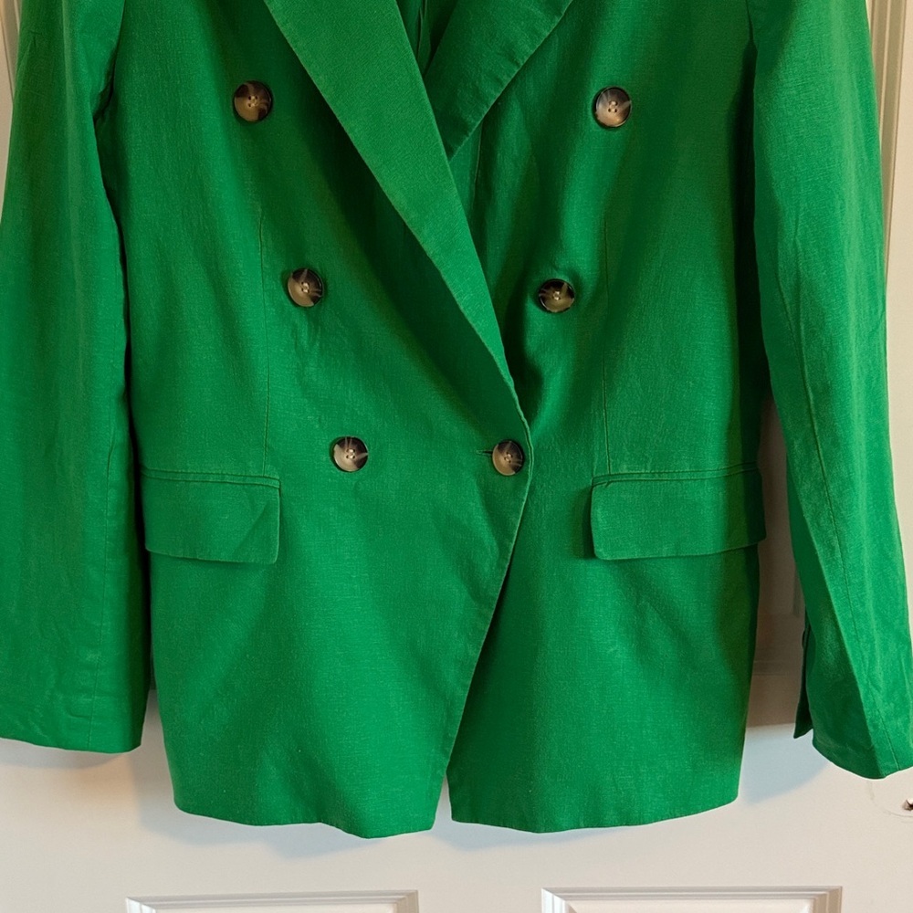 Alex Marie Romi Stretch Linen Blend Long Sleeve Coordinating Button Front Blazer - Picture 4 of 12
